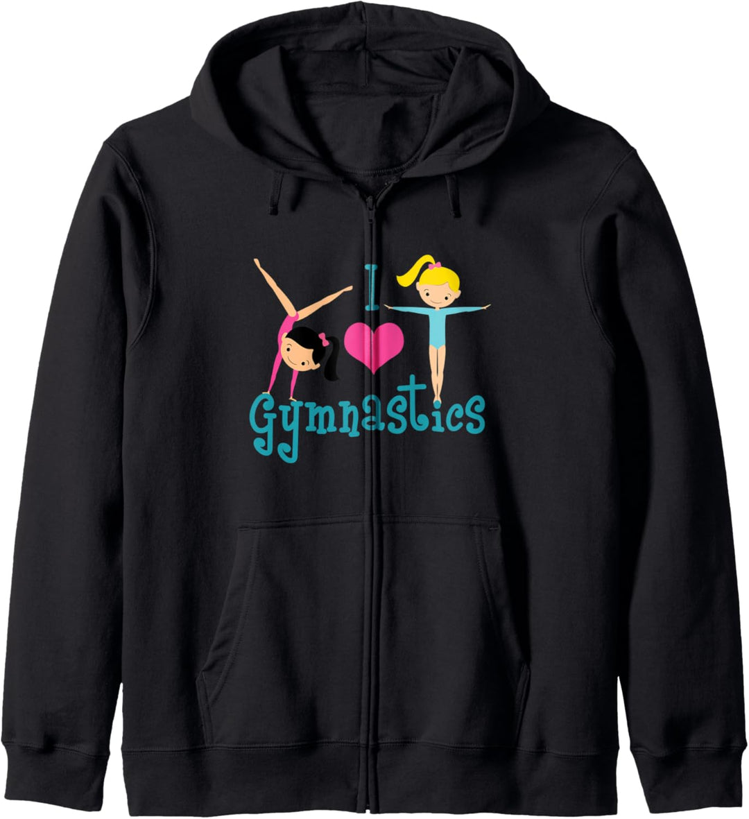 I Love Gymnastics Mädchen Turnerin Blaugrün Kapuzenjacke