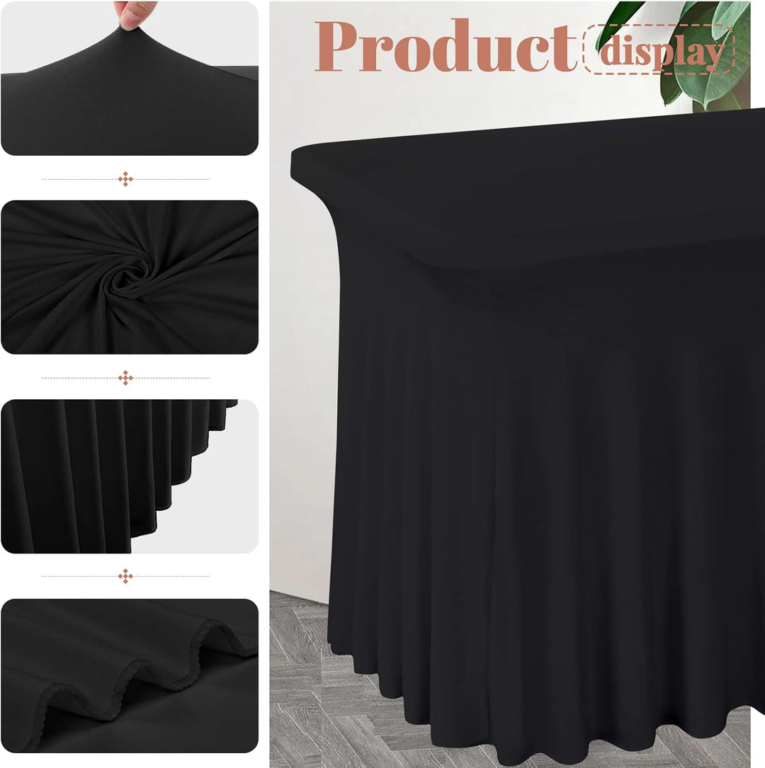 3 Packungen Spandex-Tischröcke, 182 x 76 cm, Stretch-Tischdecke für rechteckige Tische, knitterfreie