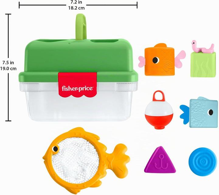 Fisher-Price Babyspielzeug, Camping-Freunde Angel Set mit Fangnetz und 6 Blöcken für Babys ab 6 Mona