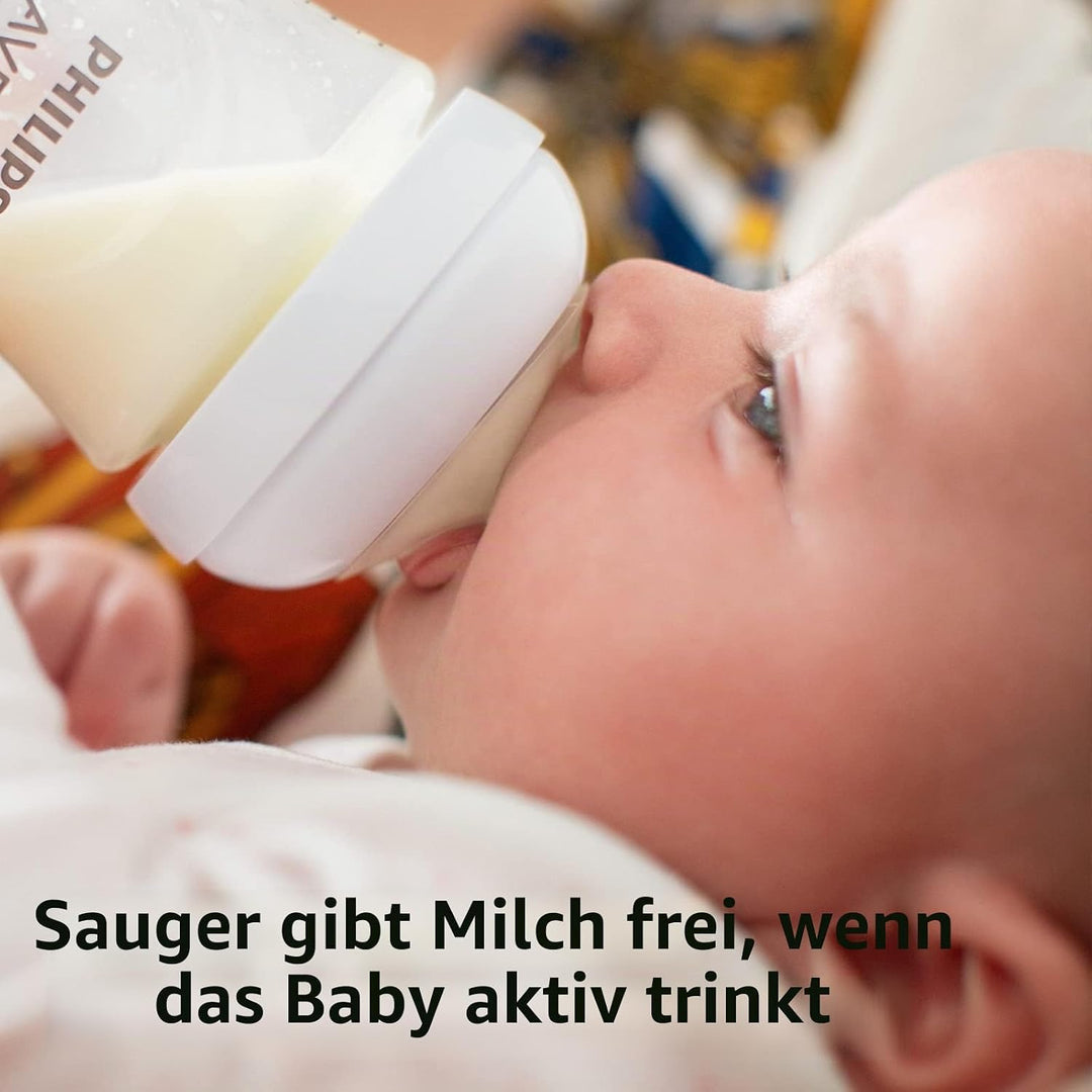 Philips Avent Glasflasche Natural mit Responsivem Schnuller 240ml, 2 Stück (Modell SCY933/01), 2 stü