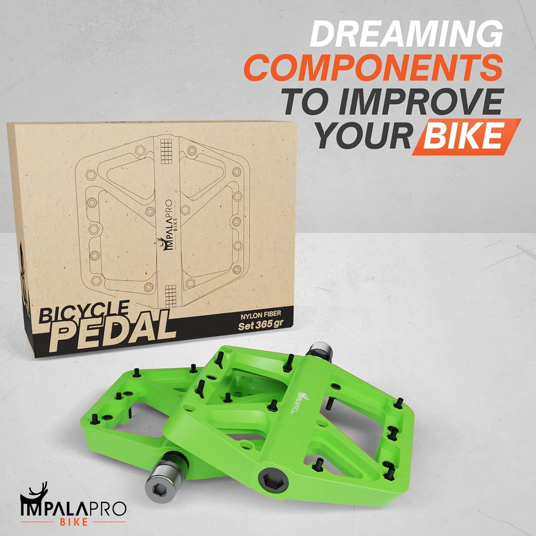 IMPALAPRO Fahrradpedale breite Nylonplattform (115 × 113 mm) Ultraleicht 180 g – Flat Pedale MTB Ren