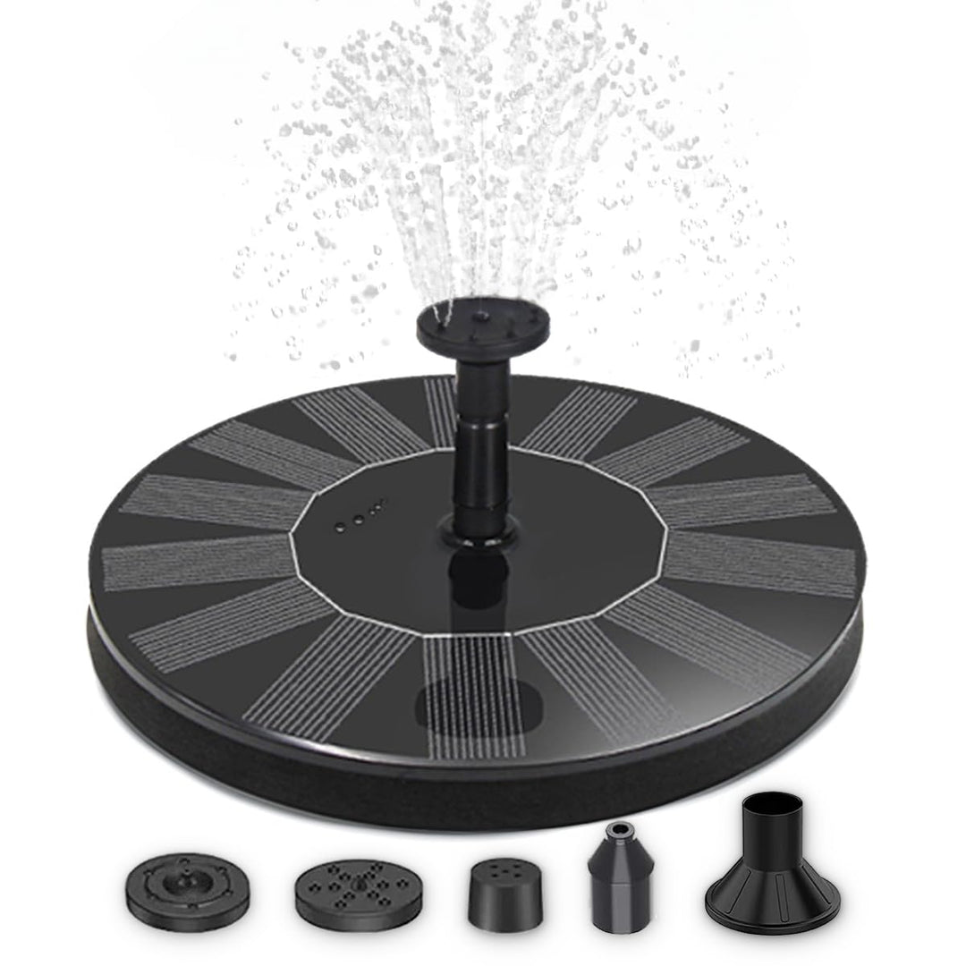 Solarbrunnen Wasser-Fontäne für draussen - 16 cm Schwimmende Solar Wasserpumpe mit 5 wechselbaren Au