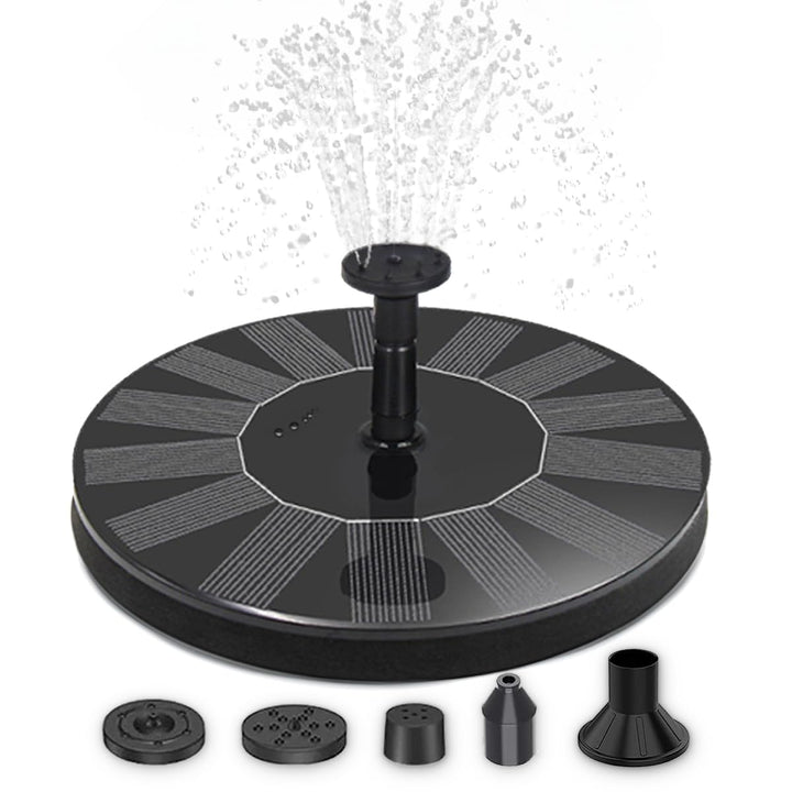 Solarbrunnen Wasser-Fontäne für draussen - 16 cm Schwimmende Solar Wasserpumpe mit 5 wechselbaren Au