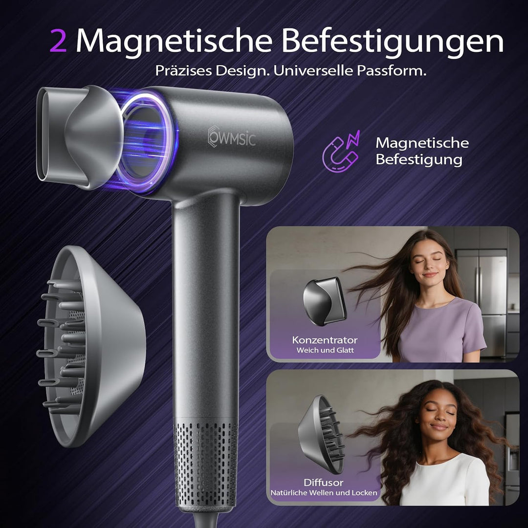 Ionen Föhn AC Motor 1800W Haartrockner, slopehill Schnelltrocknen, Grau