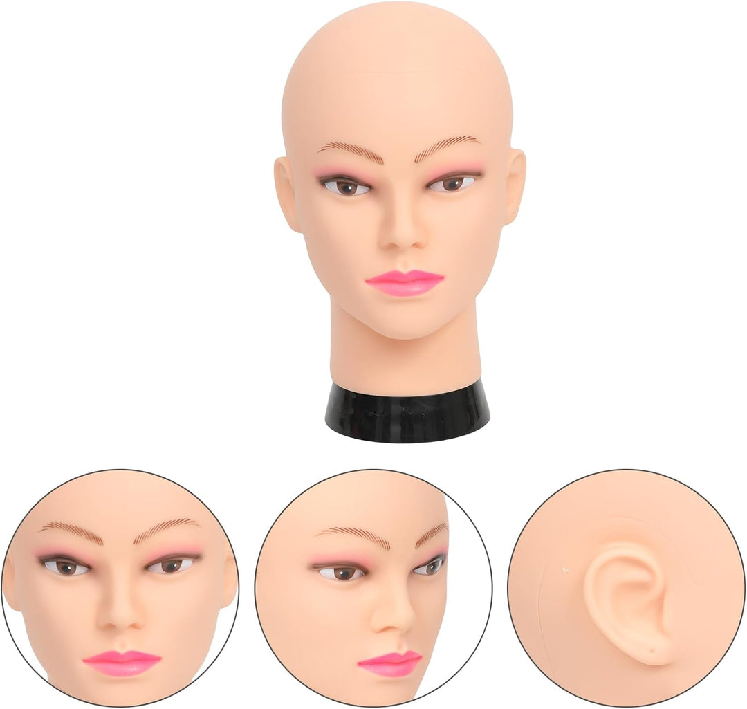 Bald Mannequin Head Cosmetology Manikin Head Training Head Display for Wigs,Mask,Sunglasses,Headphon