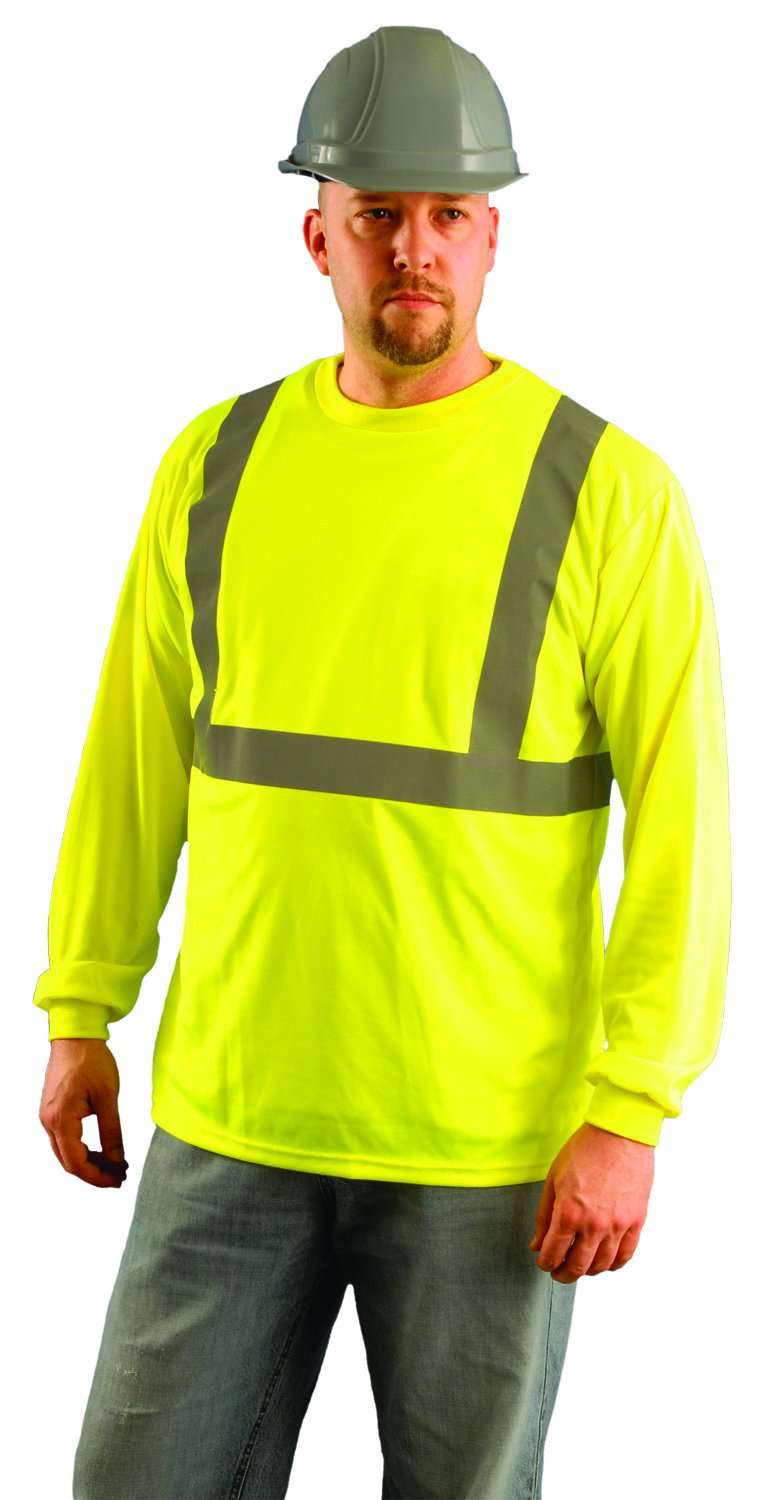 Occunomix LUX-LSET2B-YS Classic Standard Langarm Wicking Birdseye T-Shirt ohne Tasche, Klasse 2, 100