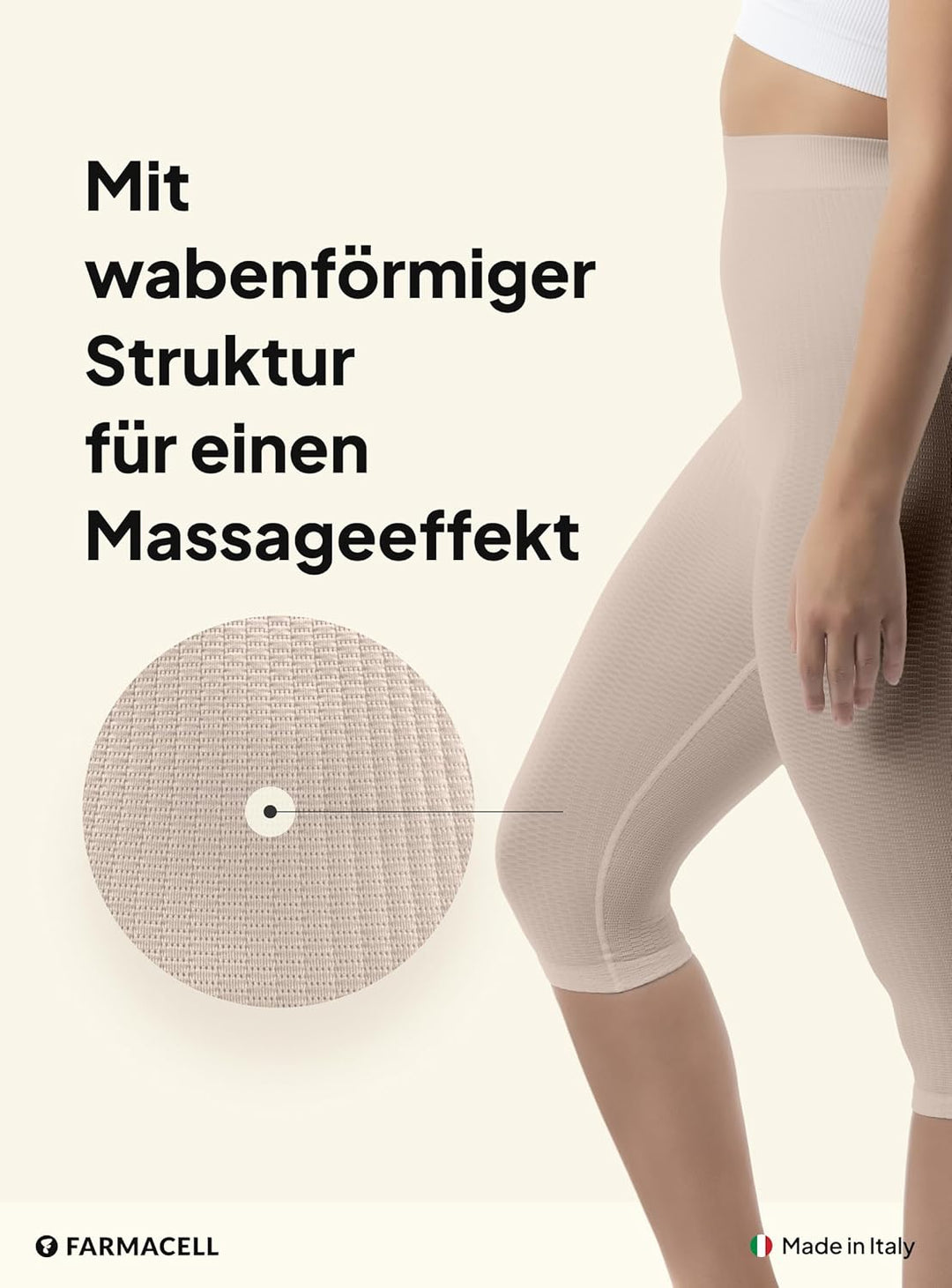 FarmaCell 123 Massierende reduzierende Miederhose Hohe Taille unter dem Knie 3XL-4XL Beige, 3XL-4XL