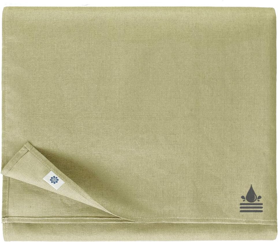 Linen & Cotton Tischdecke Wasserdicht Wachstuch Gartentischdecke Adele - 100% Leinen, Beige (147 x 3