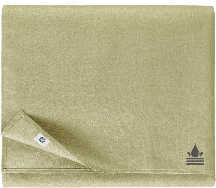 Linen & Cotton Tischdecke Wasserdicht Wachstuch Gartentischdecke Adele - 100% Leinen, Beige (147 x 3