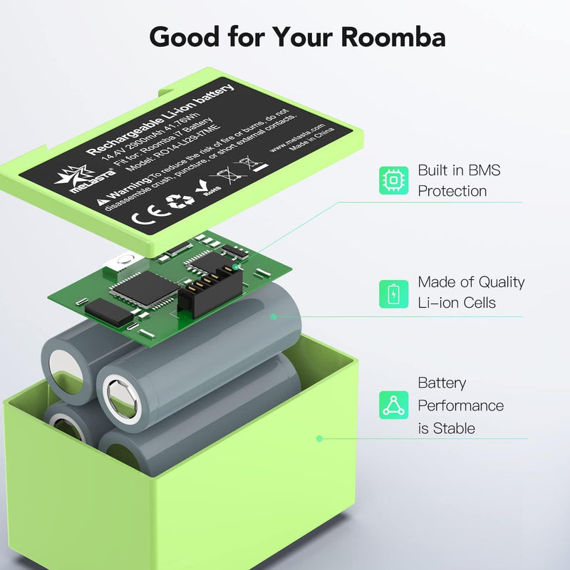 melasta i7 i3 i4 e5 e6 Ersatz Lithium-Ionen Batterie, 2900mAh 14,4V Akku für iRobot Roomba e und i S