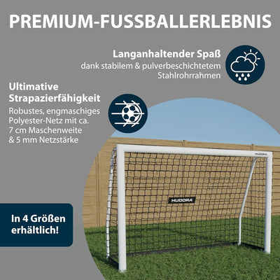 HUDORA Fussballtor Advanced 120/180/240/300 - Fussballtor für Kinder/Jugendliche & Erwachsene - Outd