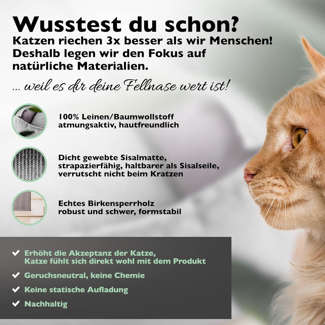 Nemmy Premium Kratzbaum klein grau | Stabiler Kratzstamm extra breit | Katzenbett mit Kissen | Katze