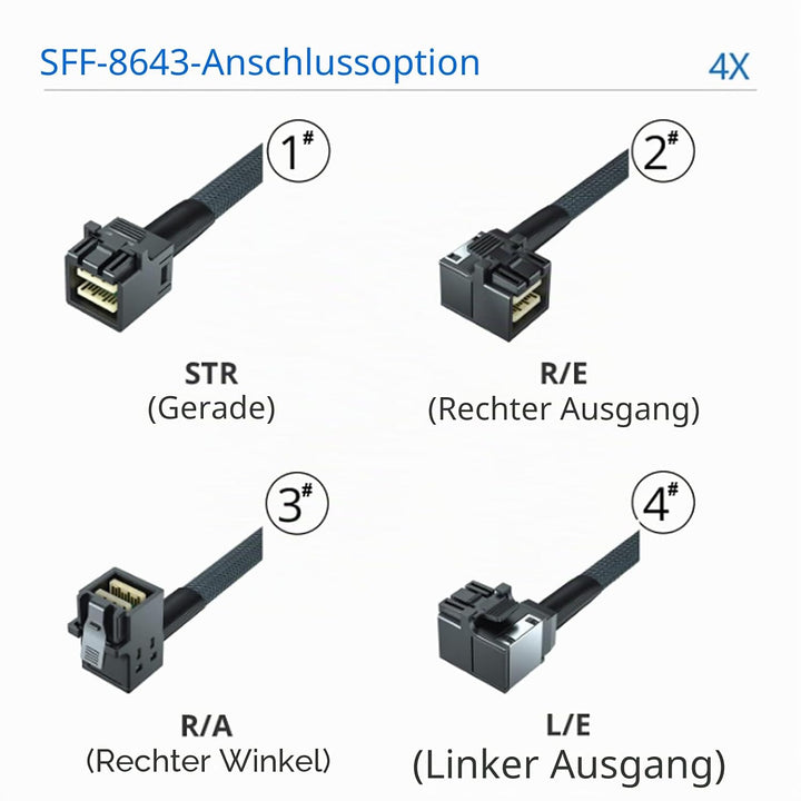 10Gtek SFF-8643(Host) zu 4x Sata(Target) 0.5-Meter(1.65-ft), 6G Internal Mini SAS HD to SATA 7pin Ha