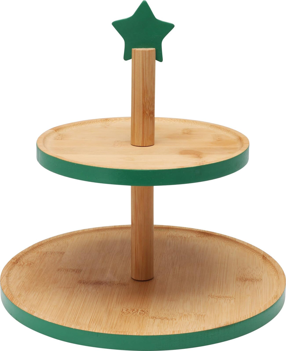 Weihnachtliche Etagere aus Bambus - Deko Etagere Cupcace Ständer - 2 Etagen 25x26cm (Stern), Stern
