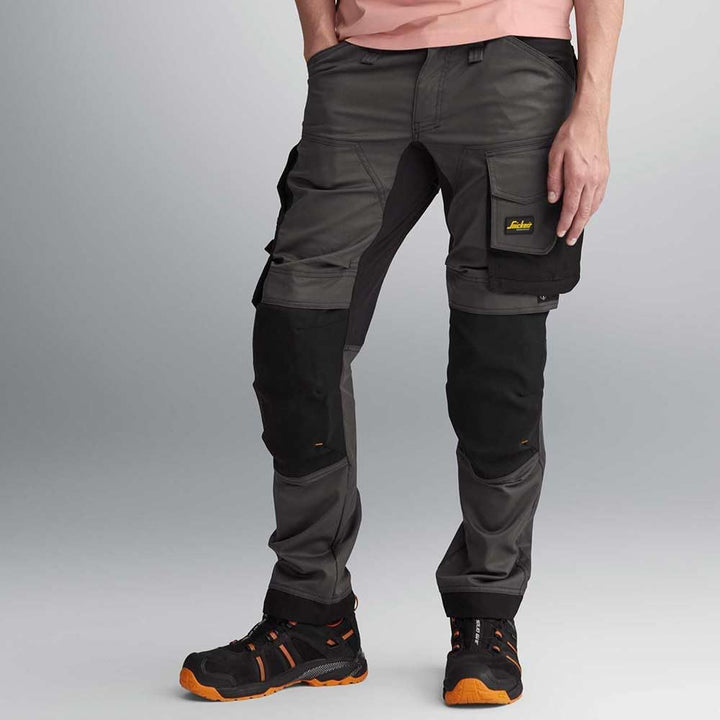 Snickers Workwear Unisex Pantalones Elásticos Gris Acero-Negro Talla AllroundWork Elastische Hose, G