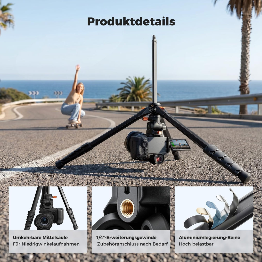 K&amp;F CONCEPT Kamera Stativ Handy Stativ | Tripod für Smartphone mit Handy Tablet Halterung, Aluminium