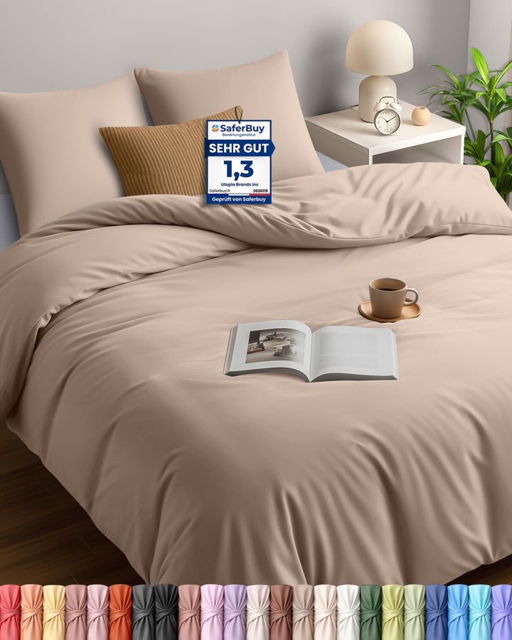 Utopia Bedding Bettwäsche 220x240 Set - Mikrofaser Bettbezug 240x220 cm + 2 Kissenbezüge 65x65 cm -
