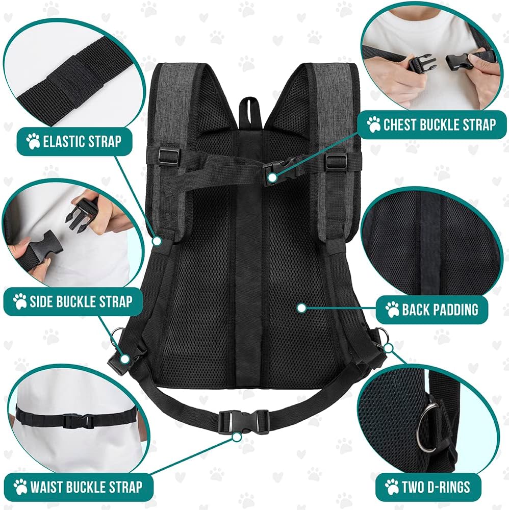 PetAmi Hundetragerucksack, verstellbar, für Hunde und Katzen, belüftete Hundetrage für Wandern, Camp