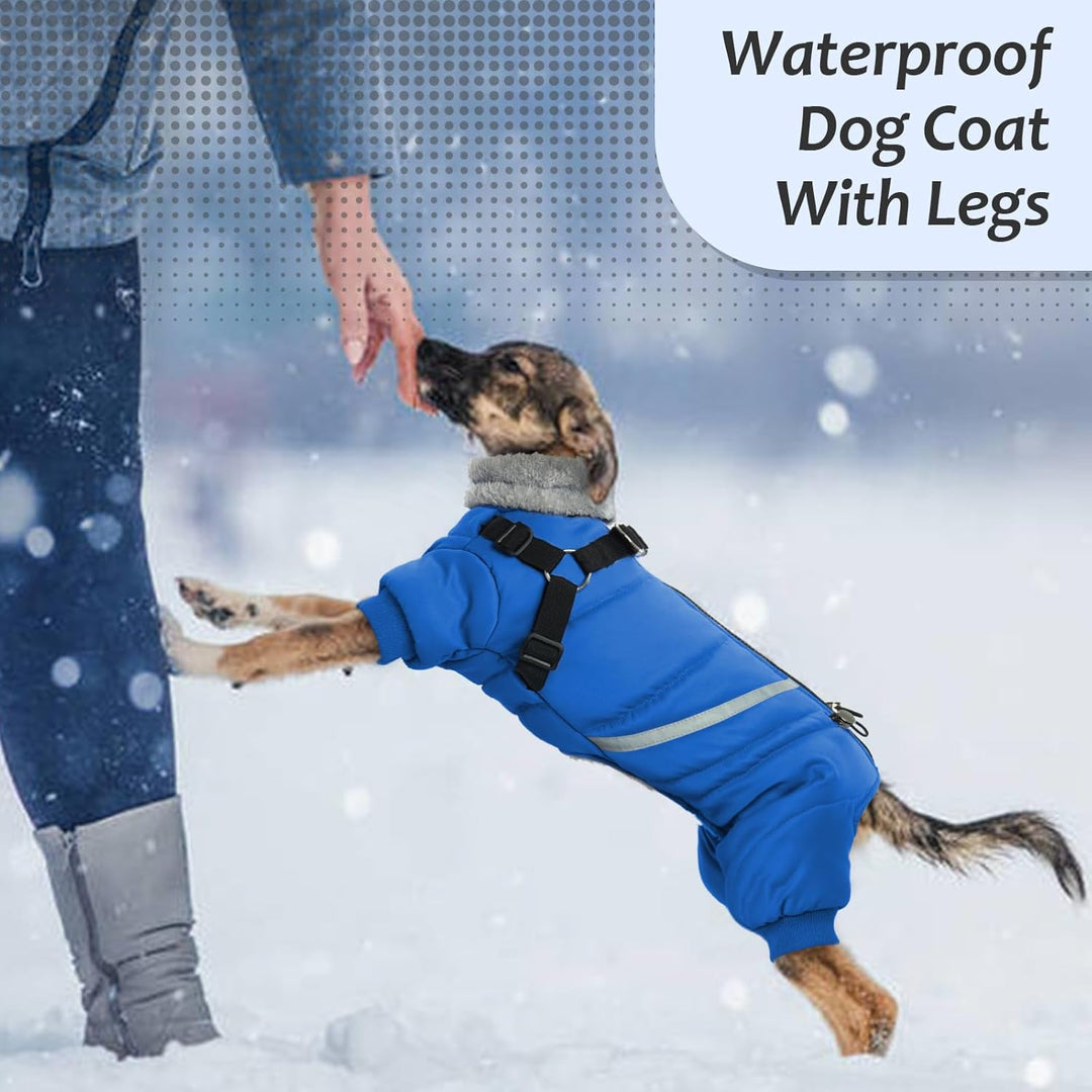 Hjyokuso Wasserdichter Hundemantel, Hundejacke mit Geschirr, Wintermantel Hund für kleine Mittel Gro
