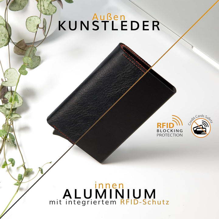 GUGGIARI® Kreditkartenetui - Kartenetui mit Münzfach/Kartenhalter mit Magnetverschluss - Aluminium R