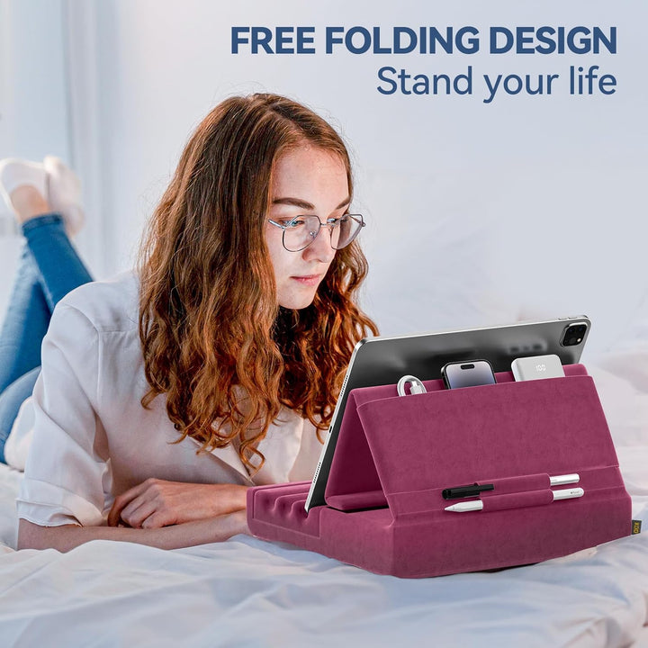 KDD Tablet Halter Kissen, Faltbarer Ipad Ständer für Schoss Bett Schreibtisch - Tablet Weicher Kisse