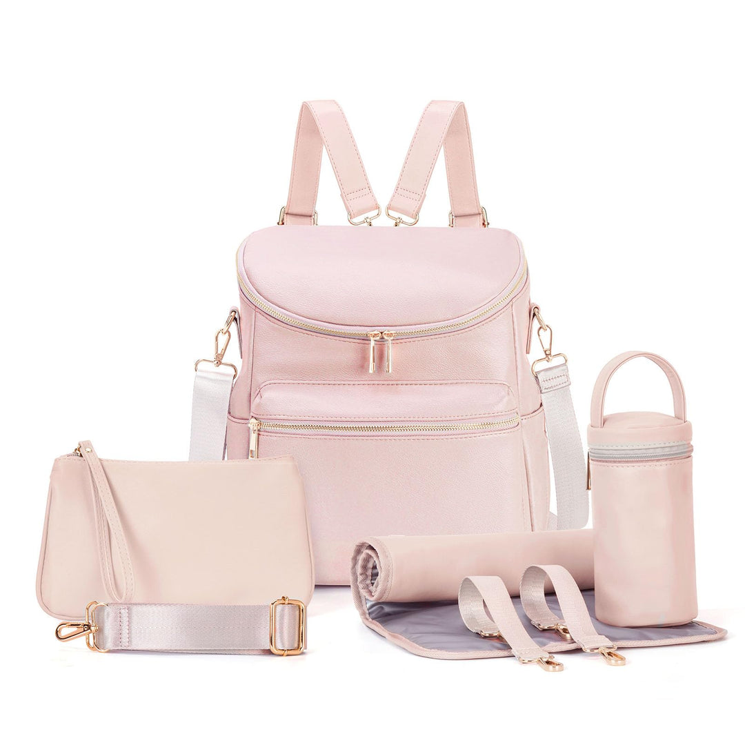 Minsong Diaper Bag Backpack, Fashion Leather Mommy Backpacks, Travel Baby Diaper Bags with in Bag Or