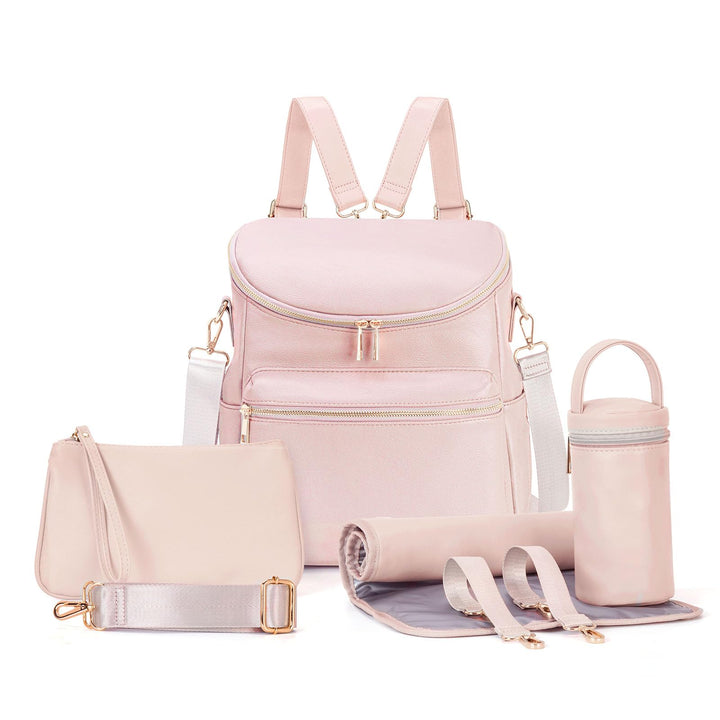 Minsong Diaper Bag Backpack, Fashion Leather Mommy Backpacks, Travel Baby Diaper Bags with in Bag Or