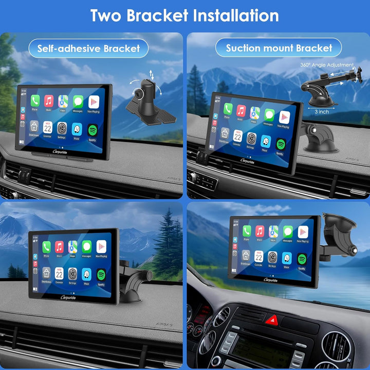 CARPURIDE C98 Kabelgebundenes/Kabelloses Carplay & Android Auto Tragbares Autoradio, 9-Zoll-HD-Touch