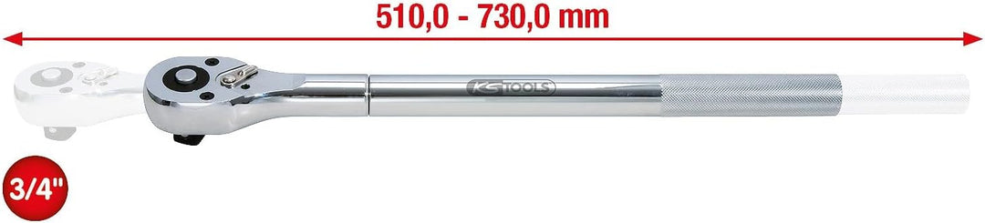 KS Tools 911.3490 3/4" CHROMEplus Teleskop-Umschaltknarre, 24 Zahn