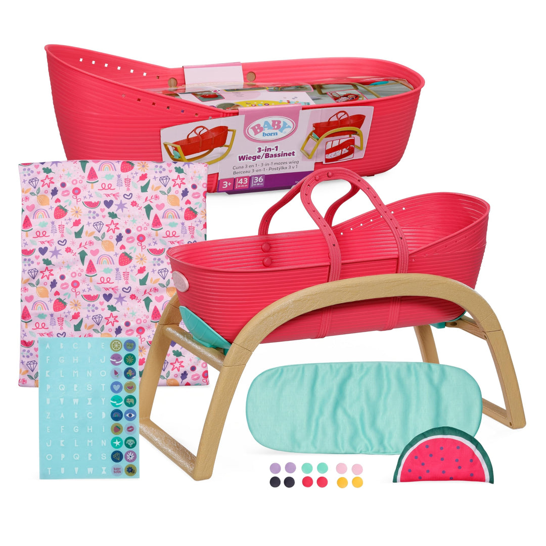 BABY born 3 in 1 Wiege Pinplay, Puppenbett, Wiege und Trage mit Pins zum Verzieren, inkl. Bettdecke