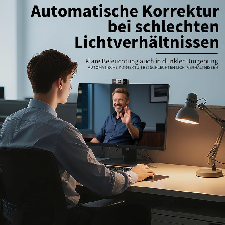 Diccik Webcam 4K, USB A Webcam mit 2 Mikrofon mit Rauschunterdrückung, Kamera PC, Schneller Automati