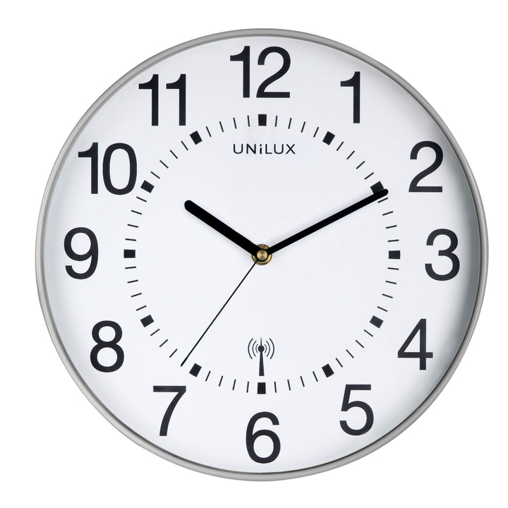 Unilux Funk-Wanduhr Maxi Wave, 30cm, silbergrau, Grau