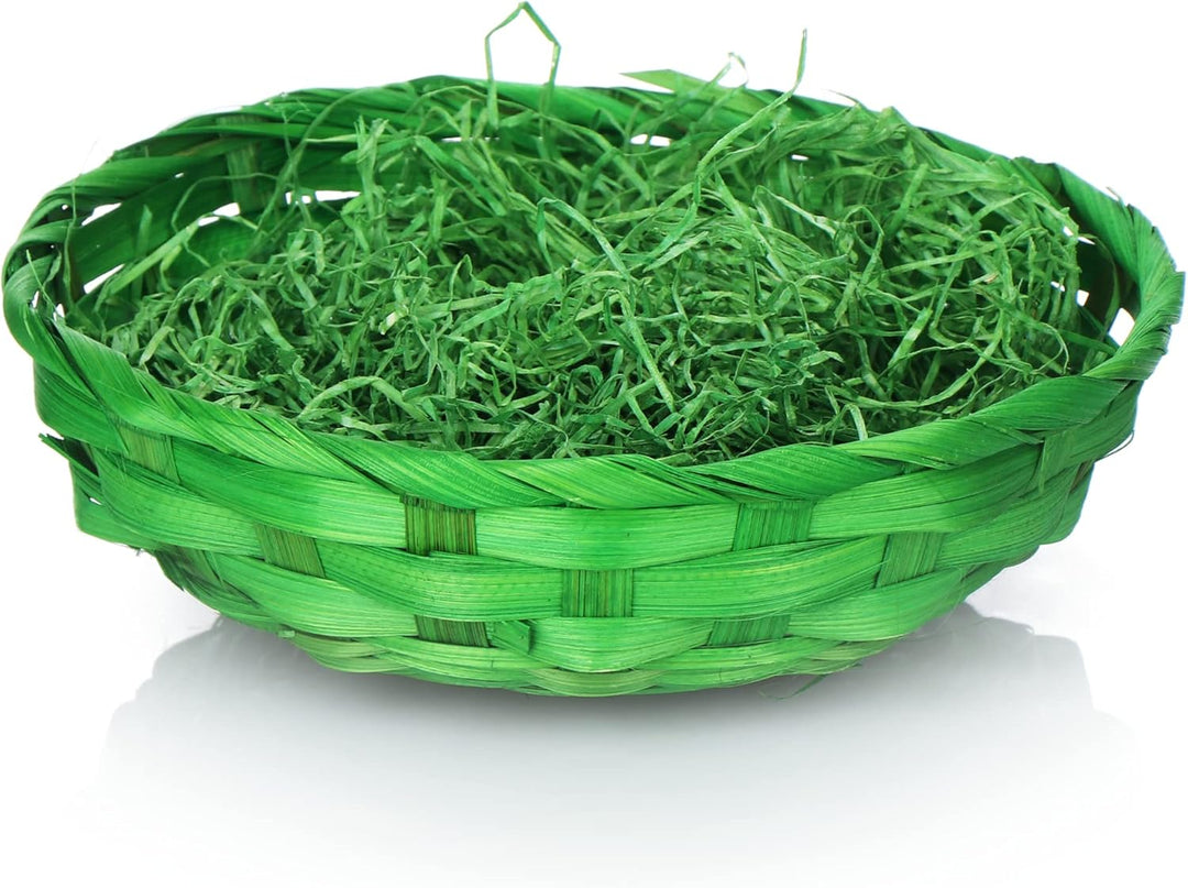 com-four® 4X Osterkörbchen mit Deko Gras und Eierfarben - grüne Osterkörbe mit grünem Gras - Bastkor