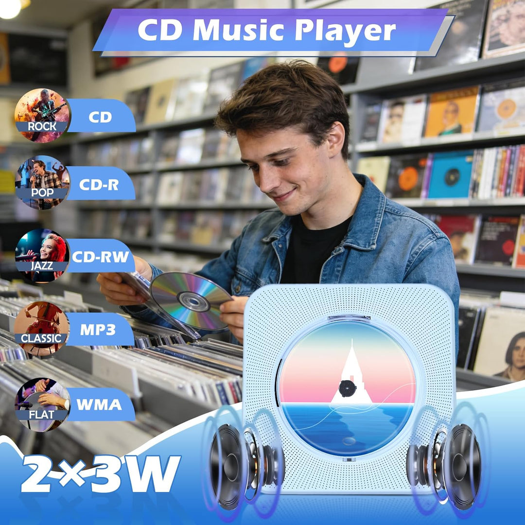 Tragbarer Bluetooth-CD-Player mit Lautsprechern, Heim-CD-Player für Kinder, unterstützt Bluetooth-Em