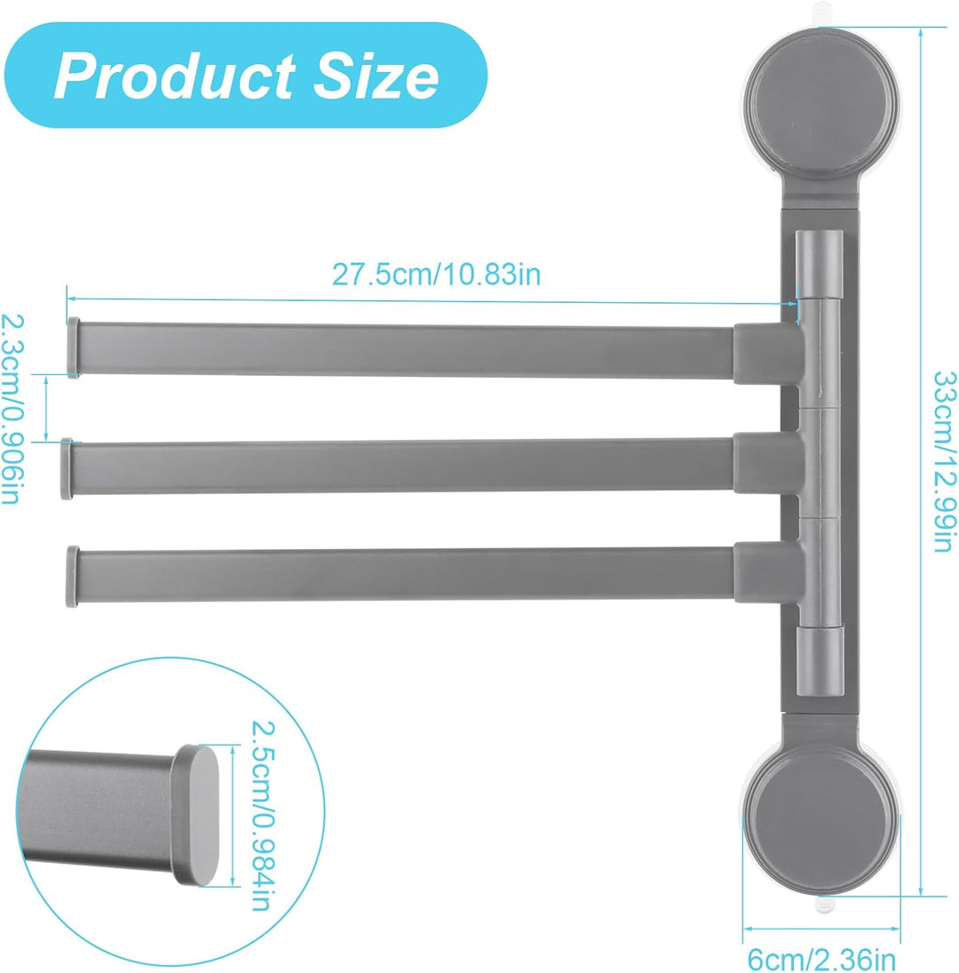 Handtuchhalter Ohne Bohren, 180° Schwenkbar 3 Armig Handtuchstange, Saugnapf Typ Towel Holder, Alumi