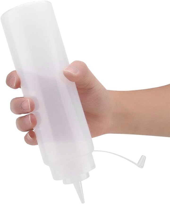 FOUF Squeeze-Flasche, Squeeze-Gewürzflaschen aus Kunststoff, Gewürzspender für Saucen-Ketchup(Weiss)