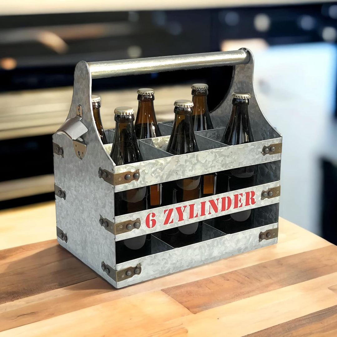 DanDiBo Bierträger Metall mit Öffner Flaschenträger 6 Zylinder V6 96402 Flaschenträger Flaschenöffne