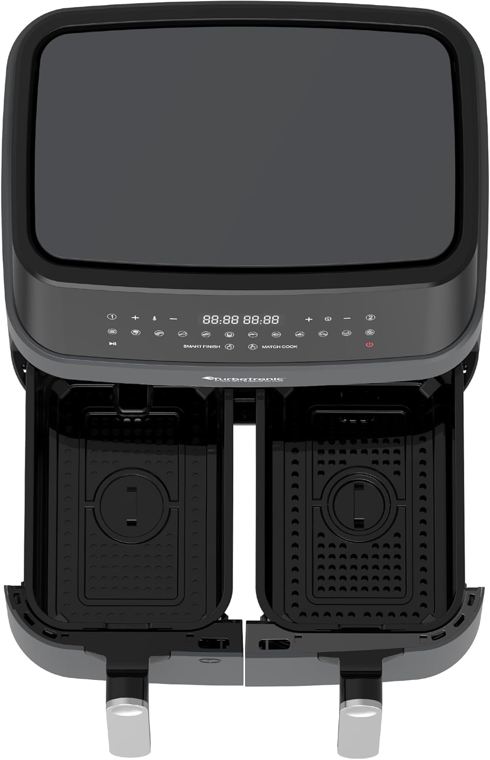 TurboTronic Doppel Heissluftfritteuse XXL, digitale Heissluft-Fritteuse, 9L (2x 4,5L Doppelkammer),