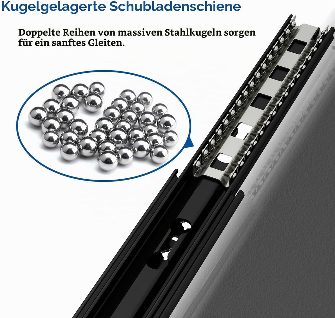 VADANIA Schubladenschienen mit Schloss 350mm, 120kg Tragfähigkeit Schwerlast-Schubladenauszüge Volla