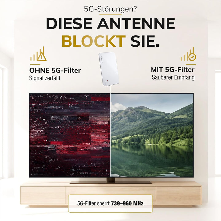 Oehlbach Scope Vision 5G DVB-T2 HD Antenne - Digitale Zimmerantenne - Aktiv DVB-T-Verstärker - Nachf