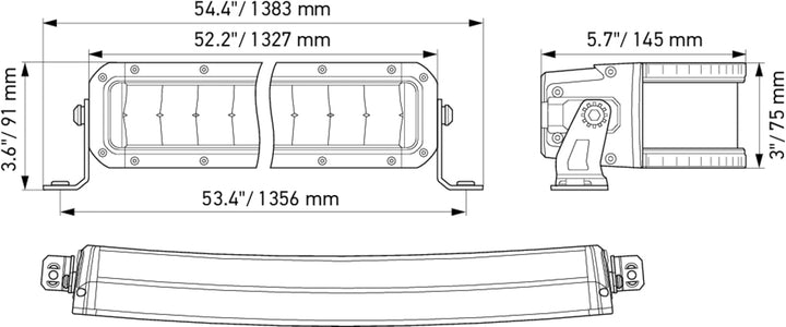 HELLA 1GJ 358 197-641 LED-Arbeitsscheinwerfer - Black Magic Double Row Curved Lightbar 52" - 12/24V