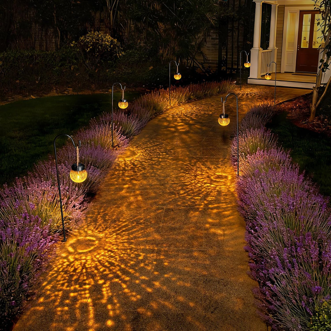 Solar Laternen Aussen 2er Set - IP65 wasserdichte Hängende Solarlampen mit Warm-Amber & RGB Farben,