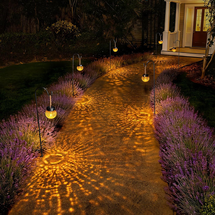 Solar Laternen Aussen 2er Set - IP65 wasserdichte Hängende Solarlampen mit Warm-Amber & RGB Farben,