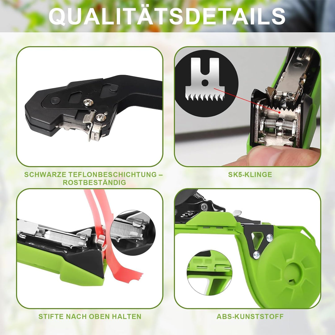 Bindezange für Pflanzen 420g Pflanzenbindemaschine – inklusive Bindemaschine, Nägel, Handschuhe, Gur