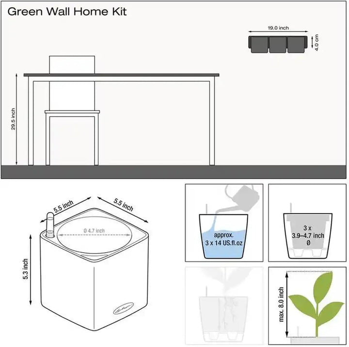LECHUZA CUBE Glossy Green Wall Home Kit weiss-highgloss 13523 48x14x10 cm Weiss-highgloss, 48x14x10