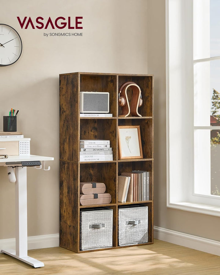 VASAGLE Bücherschrank, Bücherregal, mit 8 Fächern, Büroregal, Würfelregal, Standregal, für Wohnzimme