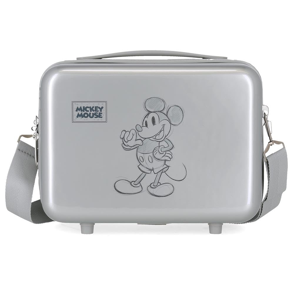 Disney Mickey 101 Anpassbarer Kulturbeutel mit grauem Schultergurt 29 x 21 x 15 cm starres ABS 9,14