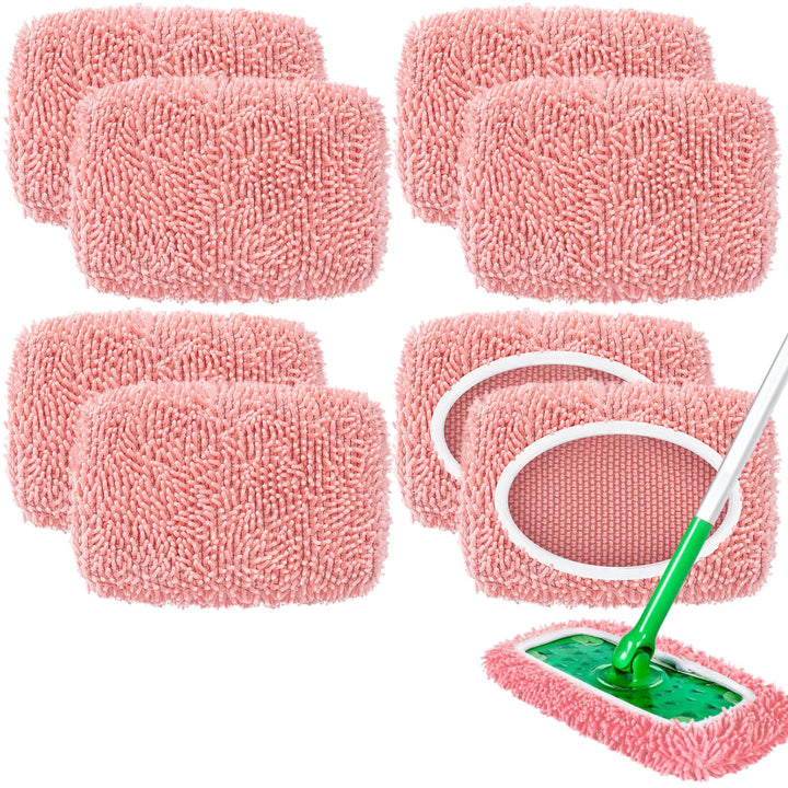 8 Stück für Swiffer Feuchte Bodentücher mit Wäschebeutel, Wiederverwendbaren Mikrofaser Wischmopbezu