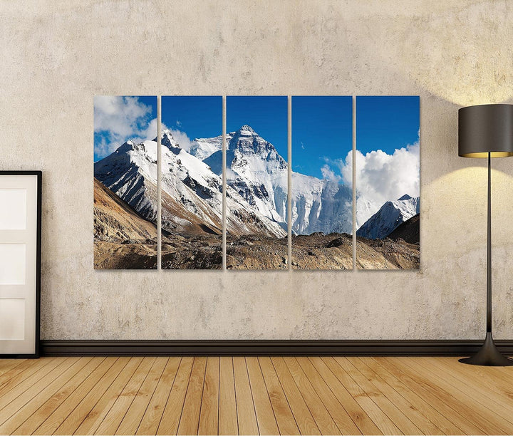 islandburner Bild auf Leinwand Mount Everest Bilder Wandbilder Poster Leinwand 170x80cm - 5 Teile XX