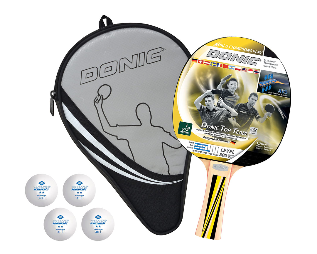 Donic-Schildkröt Tischtennis-Geschenkset Top Team 500, 1 Schläger, 3 Bälle inkl. Schlägerhülle, im B